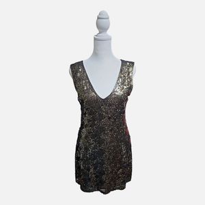 Dark Gold Chrome Sequin Express Dress - Small